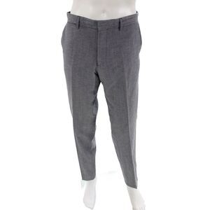 Emile Lafaurie Mens Wool Spotted Print Tailored Straight Leg Pants Blue Size 46